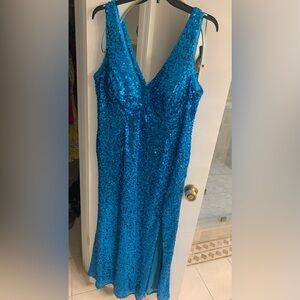 NWOT Morgan & Co. Jeweled Royal Blue Beaded Sequins Gown Size 18W